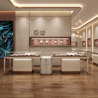 Nouvelle vitrine de présentation de bijoux de style chinois, comptoir d'exposition en verre, vitrine murale intégrée pour boutique de bijoux de luxe