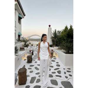 Conjunto de Dos Piezas Blanco, Largo por Encima de la Rodilla, Atuendo Moderno para la Temporada de Otoño, Nuevas Llegadas - Product Image 5