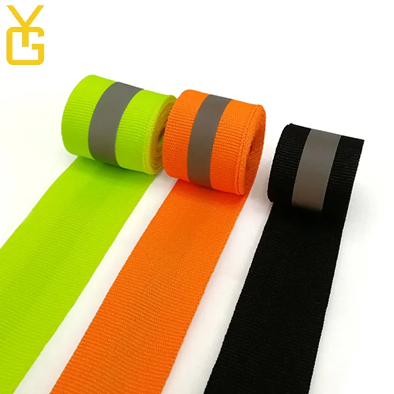 Wettbewerbs fähiger Preis Reflektieren des gewebtes Band Fluor zieren des Polyester-Kleidungs stück Nylon-Hundehalsband-Sicherheits gurt Reflektieren des Gurtband