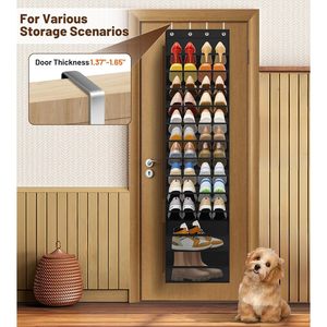 12 Tier Over The Door <b>Shoe</b> Organizer Hanging Rack Black Mesh For Closet Storage Sneaker Holder Fit 24 Pairs - Product Image 6