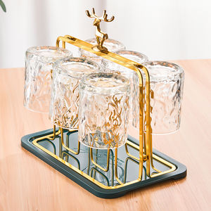 ที่วางแก้วน้ำแบบหรูหราพร้อมถาดรองรูปทรงสี่เหลี่ยม แห้งเร็ว สำหรับใช้ในบ้าน - Product Image 3