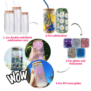 Hot Sale DIY Custom 16oz Sublimation Double Wall Glass <strong>Coffee</strong> <strong>Can</strong> Cup with Bamboo Lid and Straw - Product Image 6