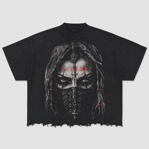 เสื้อยืดโอเวอร์ไซส์สีดำลายกราฟิกปากประดับเพชรแบบกำหนดเอง สตรีทแวร์สุดหรู เนื้อผ้าหนา รับผลิตเสื้อยืดผู้ชายแบบขายส่ง - Product Image 2