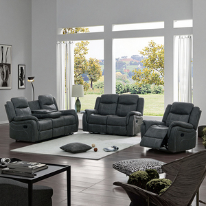 Juego de muebles reclinables eléctricos de cuero genuino de alta calidad para sala de estar, sofá modular combinable, sillón mecedor de descanso. - Product Image 6