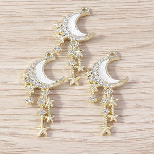 4ชิ้น/แพ็คโบราณศิลปะย้อนยุคสี่ Awn Star ดวงจันทร์โลหะผสมจี้ทำด้วยมือเครื่องประดับยุโรปและอเมริกา - Product Image 4