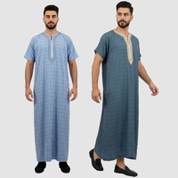 Vente en Gros Djellabas Caftans Marocains Arabes à Manches Courtes Vêtements Islamiques Brodés Gandoura Thobe pour Hommes