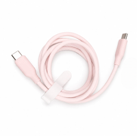 Câble de charge rapide USB-C en silicone souple rose, cœur en cuivre, TPE écologique pour téléphone portable