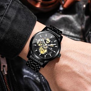 Fenzun Men's Mechanical Watch Skeleton Automatic 13mm Stainless Steel Band Folding Clasp 50m Waterproof - Product Image 2