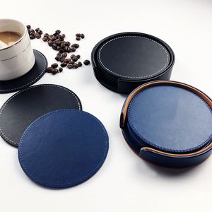 Cjx963 Pu Leather Hotel Restaurant Round Desktop <b>Heat</b> Insulation <b>Coaster</b> - Product Image 1