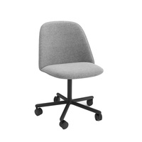Chaise de travail mobile ergonomique en tissu gris pivotante avec roulettes pour le coworking