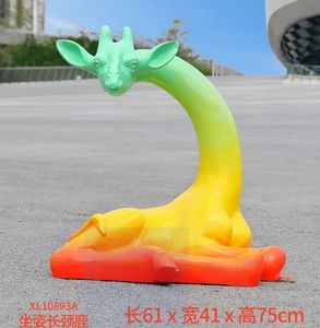 Açık büyük ölçekli simüle zürafa heykel fiberglas parkı manzara anaokulu doğal alan hayvan dekorasyon süs - Product Image 3