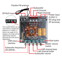 Module Bluetooth HT21-II 2.1 canaux avec puissance 160W+160W+220W, contrôle des basses/aigus, radio FM TWS, port d'extension USB et télécommande