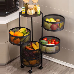 Rotating <strong>Storage</strong> Vegetables Fruits Basket 360 Degree <strong>Storage</strong> Cart With <strong>Wheels</strong> Save Space <strong>Storage</strong> Rack - Product Image 2