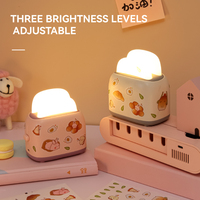 Veilleuse en forme de grille-pain, silhouette de machine à pain mignonne, corps sûr, coque translucide, lumière décorative créative pour chambre à coucher
