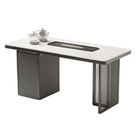Ensemble de table à thé de luxe avec armoire de rangement grande capacité, bureau en pierre frittée pour salle d'affaires professionnelle
