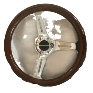 Volant de direction universel vintage classique en bois véritable et aluminium 380 mm à 4 branches pour modification automobile - Vente chaude MZ001 - Product Image 1