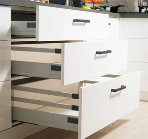 Extensión completa Cierre suave Sistema de caja de metal de doble pared Cajón deslizante <span class=keywords><strong>sin</strong></span> <span class=keywords><strong>marco</strong></span> Cajón de cocina Sistema de diapositivas - Product Image 1