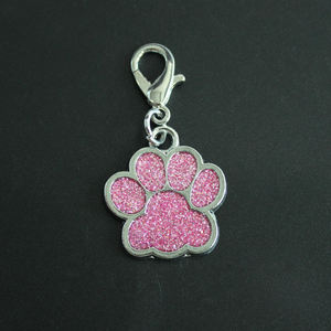 Colgante de esmalte ostentoso, colgante de purpurina con cierre de langosta, Collar para mascotas, llavero, perro, gato, oso, colgante de collar con estampado de pata - Product Image 6