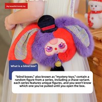 Coffret Mystère Officiel en Peluche Série Trois Lapins - Grand Sac Zippé de 24 cm, Ensemble Scellé Original de 6 Boîtes, Cadeau Tendance en Gros
