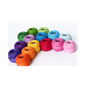 Charmkey rainbow color 15 pcs 10 g twisted mercerized cotton lace yarn crochet yarn for hand knitting crochet baby skirt cheap