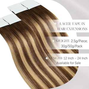 Human Hair Extensions Tape in P4/27 Ombre Honey Blond Highlighted <strong>Brown</strong> <strong>Chocolate</strong> <strong>Brown</strong> to Caramel Blonde Seamless Invisible - Product Image 5