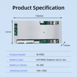 XJ <span class=keywords><strong>BMS</strong></span> <span class=keywords><strong>6S</strong></span> 10S 16S 20S 24 V 12V <span class=keywords><strong>22V</strong></span> 48V 56V 50Ah 100Ah <span class=keywords><strong>LiFePO4</strong></span> 리튬 이온 배터리 <span class=keywords><strong>BMS</strong></span> 스마트 <span class=keywords><strong>BMS</strong></span> PCBA (UART RS485 BT 포함) - Product Image 5