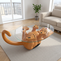 Table basse personnalisée en fibre de verre FRP avec personnage de dessin animé, grande sculpture de chat orange, table d'appoint pour promotion de marque et hôtels
