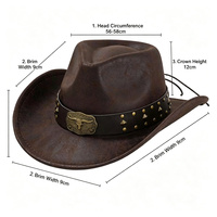 Chapeau de cowboy en feutre marron avec ceinture cloutée, style Longhorn, pour fêtes western et rodeo, pour adultes, vente en gros