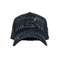 Topi Snapback Wanita Sporty 5 Panel Custom dengan Rhinestone Berkilau Abu-abu Tua, Jaring Bernapas, Penutup Gesper Logam yang Dapat Disesuaikan