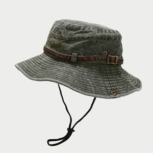 Sombrero de Pescador de Mezclilla Lavada para Primavera/Verano, con Letra Bordada Personalizada, para Deportes al Aire Libre y Pesca, con Cordones - Product Image 6