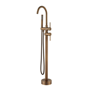 Robinet de baignoire sur pied pour eau froide, cylindrique, vertical latéral, pour colonne de baignoire en bois, avec douchette murale en laiton - Product Image 1