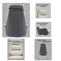 Chaise de bureau de direction ergonomique à dossier haut en cuir PU blanc, pivotante, réglable en hauteur, avec coussin respirant pour longues heures