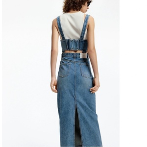 Custom New Summer Fashion Denim Suit Dress for Women <b>Ladies</b> Cotton Fabric Straight Fit Sexy Women's <b>Overall</b> Dress - Product Image 3