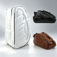 Sac à dos pour raquettes de tennis et de pickleball en PU, sac de raquette multi-compartiments avec compartiment pour chaussures, sac de sport léger pour les voyages