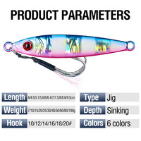 Señuelo de Pesca Metálico WildTrek 7-100g, 4-9.5cm, Hundimiento Rápido, Cebo Duro 10 # -20 #   Anzuelo Luminoso de 6 Colores para Pesca Lenta de Salmón y Lucio en Río