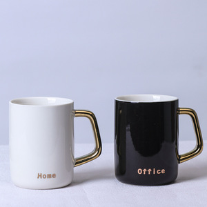 แก้วเซรามิก หูจับชุบทอง ใช้ในบ้าน/สำนักงาน สีพื้น แก้วเดี่ยว - Product Image 1