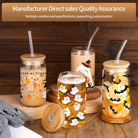 Tasses en verre fantaisie 16oz pour Halloween, motif fantôme et chauves-souris, style gothique effrayant, pour café, bière, bouteilles d'eau, pots à biscuits, décor et cadeaux
