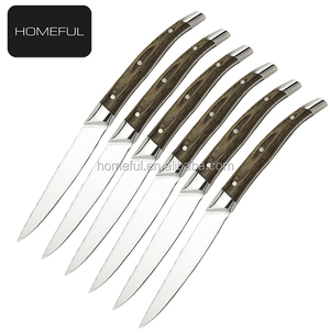 Ensemble <span class=keywords><strong>de</strong></span> couteaux à steak à lame forgée sur mesure avec manche en bois Pakka, <span class=keywords><strong>couverts</strong></span> <span class=keywords><strong>de</strong></span> <span class=keywords><strong>table</strong></span> professionnels pour cuisine, couteaux à dîner dentelés - Product Image 4