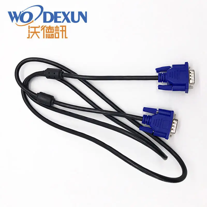 Popular OEM black male to male computer LCD video cable VGA 3+2 HD data cable 1.5m VGA interface device cable