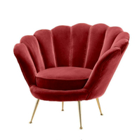 Expédition rapide, fauteuil en velours de grande taille, capitonné, à fleurs, pour salon, fauteuil d'appoint en forme de fleur avec pieds dorés
