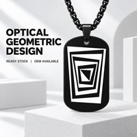 Collier tendance en acier inoxydable noir avec chaîne à maillons, pendentif personnalisé gravé au laser pour les acheteurs de bijoux promotionnels en gros