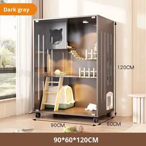 Modern ekstra büyük lüks masif ağaç kedi evi açık Pet Villa ile ücretsiz uzay kedi kafesi sürdürülebilir tasarım hayvan desen - Product Image 4