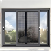 Fenêtre coulissante en aluminium à rupture de pont thermique AOSTTER, 3 rails, double vitrage trempé, système coulissant étanche pour villa avec vue sur l'océan