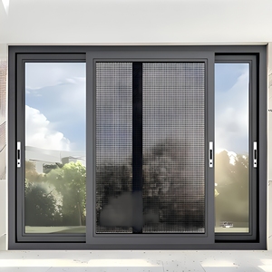 Fenêtre coulissante en aluminium à rupture de pont thermique AOSTTER, 3 rails, double vitrage trempé, système coulissant étanche pour villa avec vue sur l'océan - Product Image 1