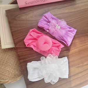 3Pcs <b>Baby</b> Textured <b>Headband</b> Set 3D Organza Flower Embroidery Bow Soft Stretch Infant Forehead Protector Hair Accessories - Product Image 4
