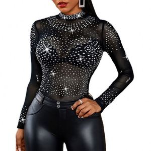 <span class=keywords><strong>Body</strong></span> Sexy a maniche lunghe da donna con scollo a v e paillettes con perline posteriori Sexy - Product Image 1