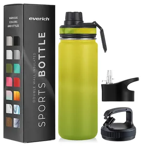 Green gradient Big mouth bottle Refresh water bottle stainless steel water bottle with cleaning brush