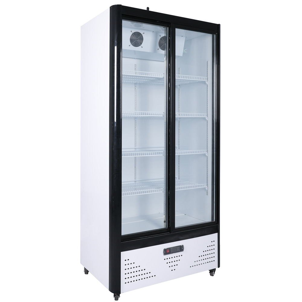 Freezer Chiller Industrial Stand up Glass Commercial showcase Display 2 Doors Beverage Drinks Fridge Refrigerator for Shops