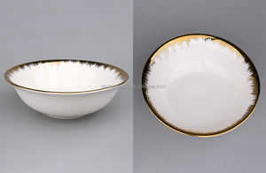 Plato de cerámica para restaurante, cuenco con borde dorado único, OEM - Product Image 6