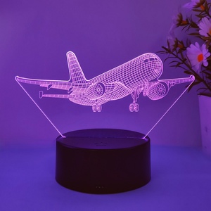 Sunssy Interfaz USB 3D Luz Nocturna Modelo de Avión LED con Control Táctil para Entusiastas Voladores Luces Decorativas de Mesa para Vacaciones - Product Image 1